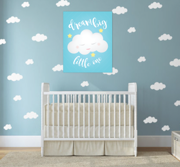 Print or Canvas, Dream Big Little One in Blue Print Available in Different Sizes, Baby Decor, Nursery, Wall Art