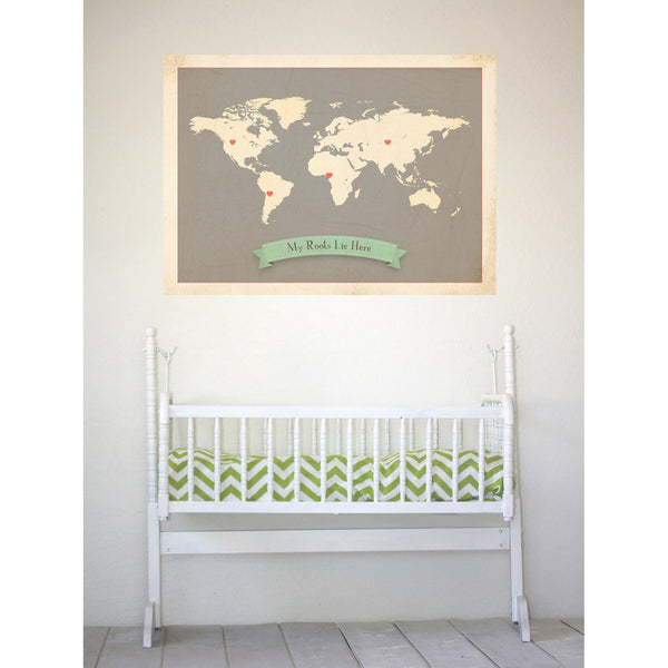 My Roots Customizable World Map, Canvas or Print, Travel, Inspirational