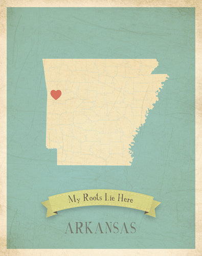 My Roots Arkansas Map Wall Art Print