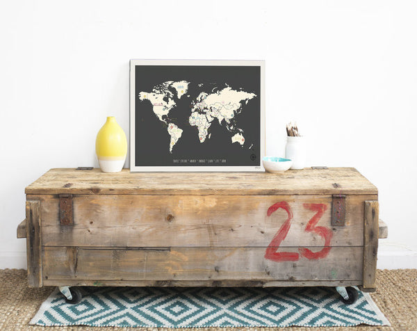 Personalized World Travel Map, Canvas or Print, Travel, Inspirational