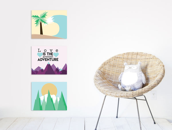 Print or Canvas,  Collection Love Is The Greatest Adventure, Set Of 3