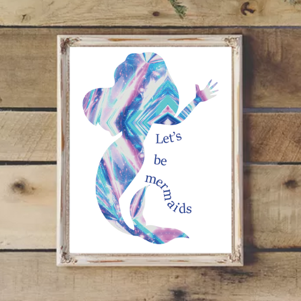 print-or-canvas-let-s-be-mermaids-mermaid-silhouette-children-inspire-design for Free Printable Mermaid Wall Art Print or Canvas, Let's Be Mermaids - Mermaid Silhouette – Children Inspire Design for Free Printable Mermaid Wall Art