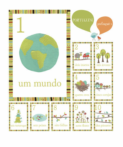 Multi Language Number Wall Cards Portuguese