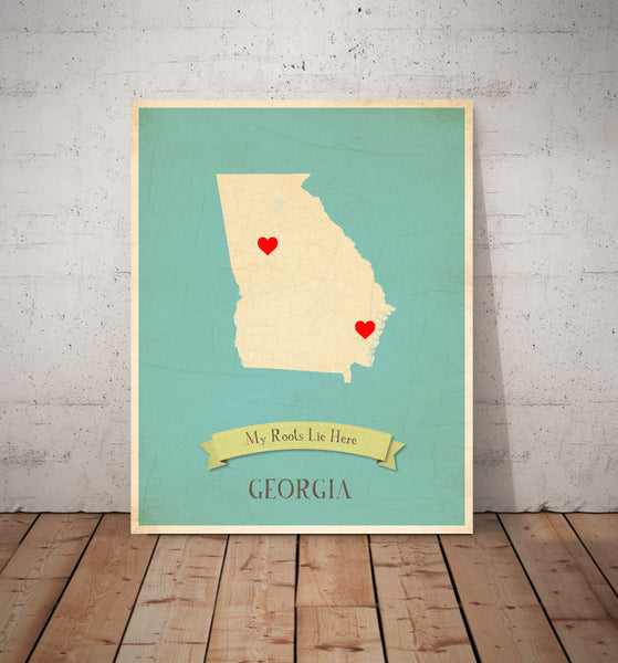 My Roots Canvas Personalized State Maps, Educational, Playroom Decor