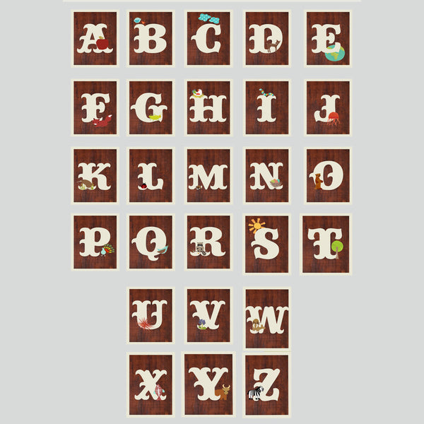 Wood Alphabet Wall Cards