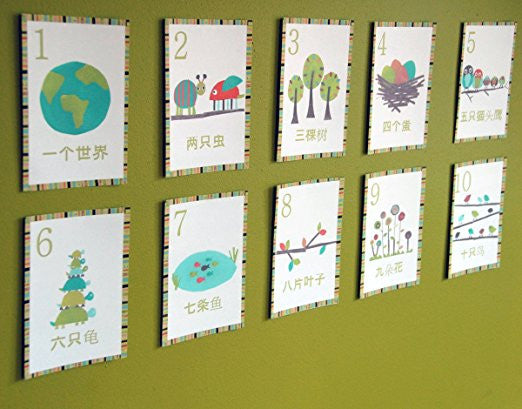 Multi Language Counting Wall Cards - Set of Ten 5 x 7 Wall Cards