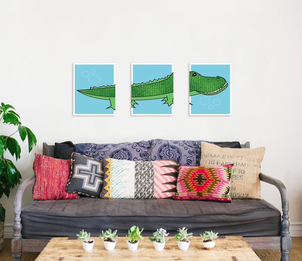 Print or Canvas, Alligator, Set of 3 Pieces