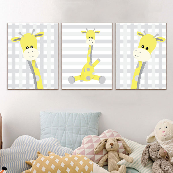 Print or Canvas, Baby Giraffe, Set of 3 - Personalize it!