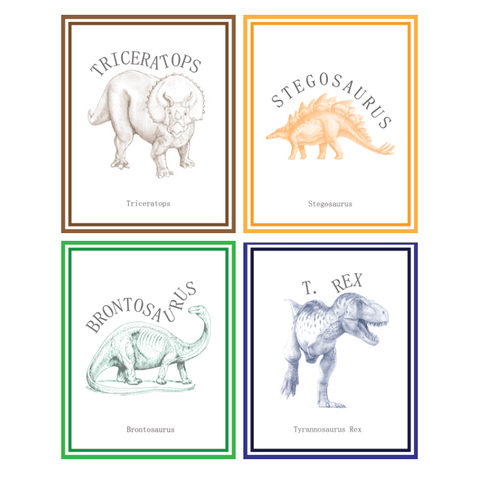 Canvas or Print, Classic Dinosaur Collection, Set of 4