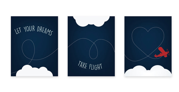 Canvas or Print, Let Your Dreams Take Flight Collection, Nursery decor, Baby's room, Playroom