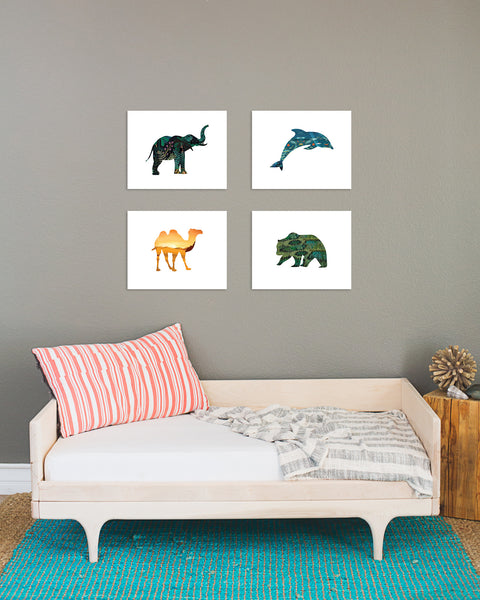 Print or Canvas, Habitat Animals Collection Set of Four