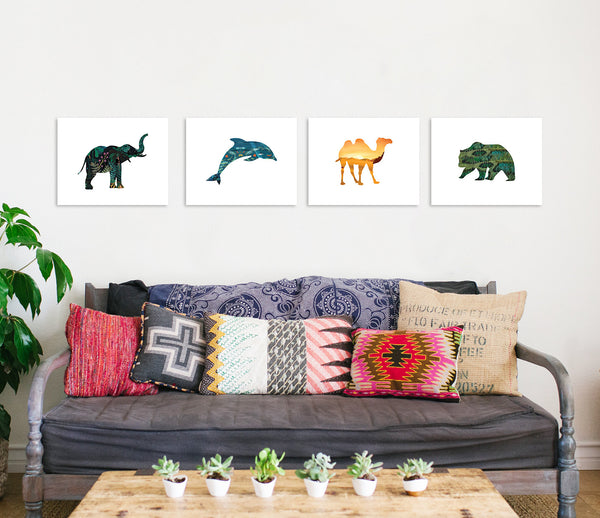 Print or Canvas, Habitat Animals Collection Set of Four