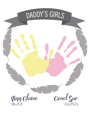 Canvas or Print, Daddy's Girls, Daddy's Heart - Custom, Add your child's name and dad's favorite color!