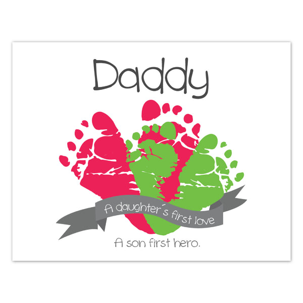 Canvas or Print, A daughter's first love, a son's first hero, Father's Day - Custom, Add your child's name and dad's favorite color!