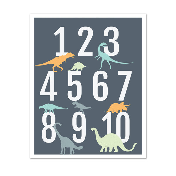 Dinosaur Numbers, Wall Art for Kids