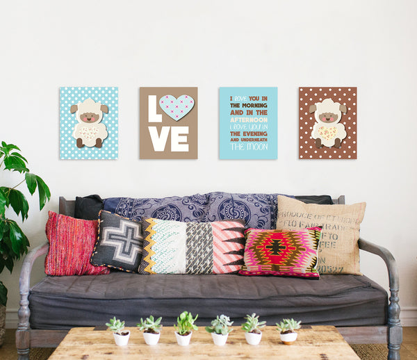 Canvas or Print, Love You In The Morning, Set Of 4