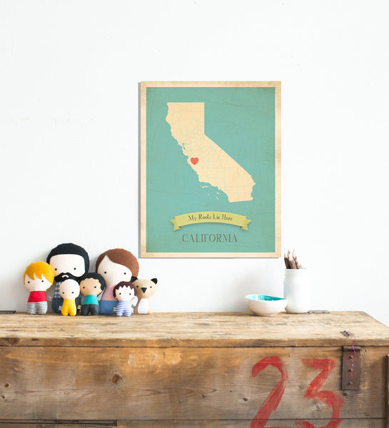 My Roots California Map Wall Art Print