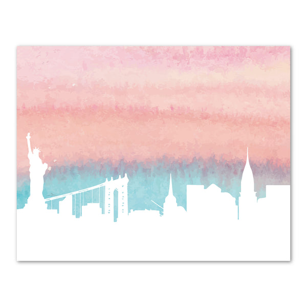 Canvas or Print, New York City Skyline - Pink