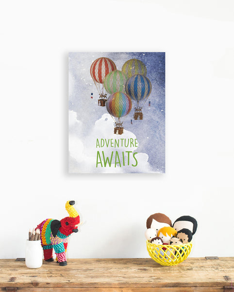 Adventure Awaits Print in 11x14, Nursery decor, Gender Neutral, Playroom, Children's room,