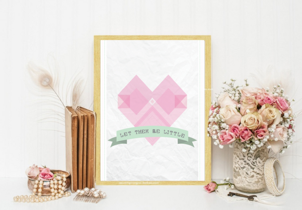 Let Them Be Little Heart Print Baby Nursery, Nursery Decor, Baby Prints, Wall Art For Babies