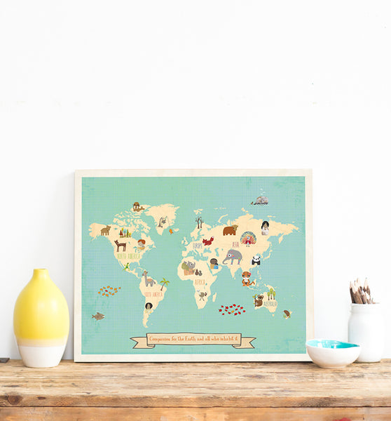 Global Compassion Wall Art Map for Kids
