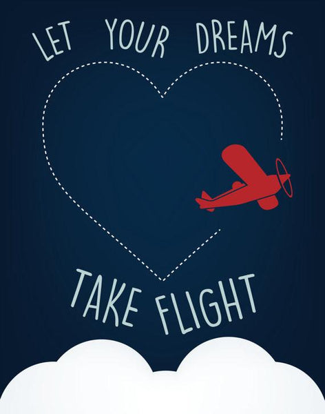 Let Your Dreams Take Flight Print, Baby Boy Nursery Art, Wall Art, Playroom Decor, Baby Boy Art