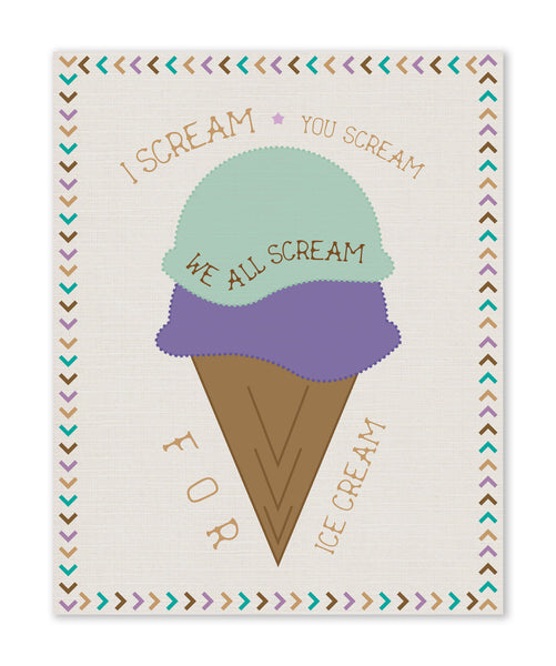 We All Scream For Ice Cream Print or Canvas, Baby Nursery Decor, Playroom, Nursery Wall Art