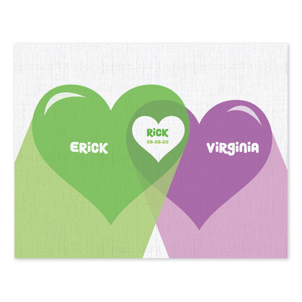 Canvas or Print, Family Heart - Custom, Add your family members names and their favorite color!