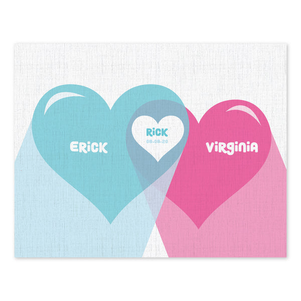 Canvas or Print, Family Heart - Custom, Add your family members names and their favorite color!