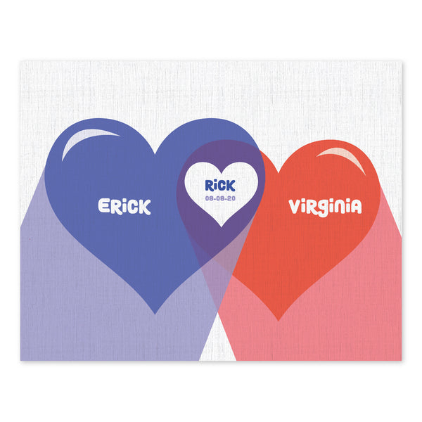 Canvas or Print, Family Heart - Custom, Add your family members names and their favorite color!