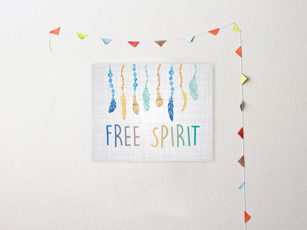 Print or Canvas, Free Spirit Beads + Feathers, One 11x14