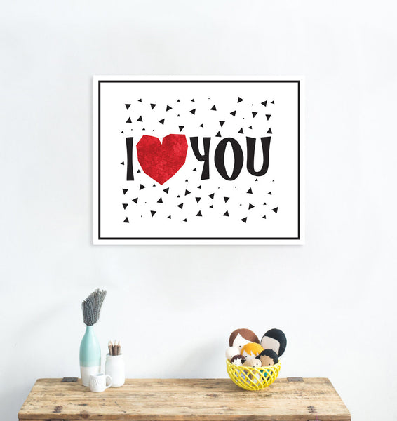 Print or Canvas, I Heart You in Red