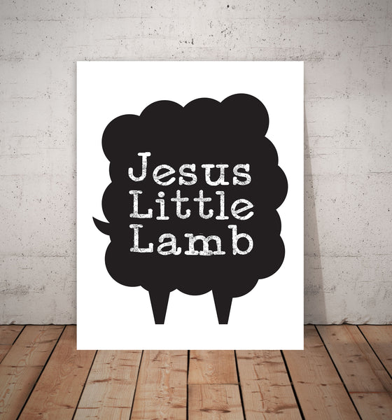Print or Canvas, Jesus Little Lamb Black