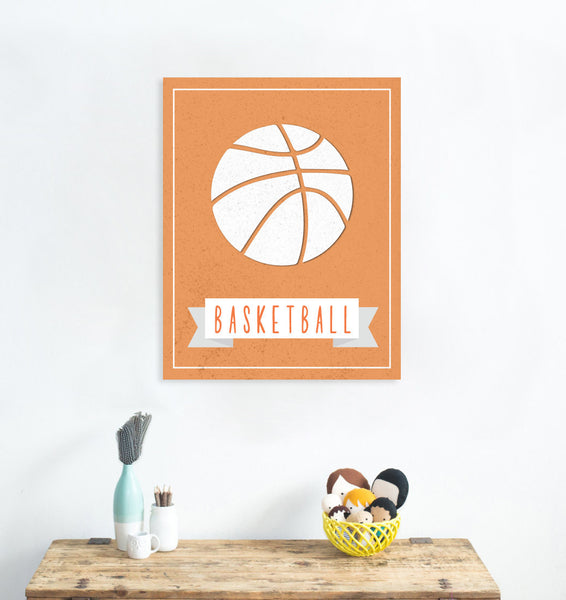 Print or Canvas, Sport Balls: Basketball, Pick Your Own Color!