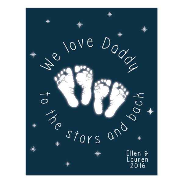 Canvas or Print, We love you to the moon and back, Custom, Add your child's name and dad's favorite color!