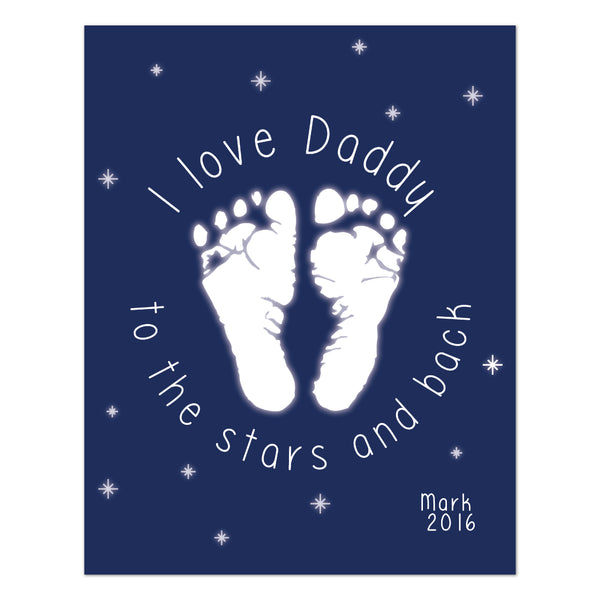 Canvas or Print, We love you to the moon and back, Custom, Add your child's name and dad's favorite color!