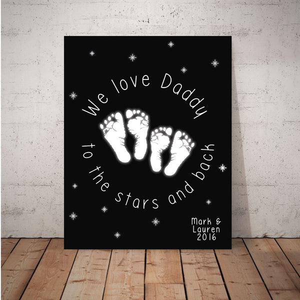 Canvas or Print, We love you to the moon and back, Custom, Add your child's name and dad's favorite color!
