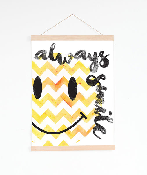 Always Smile, Canvas or Print, Inspirational Wall Decor