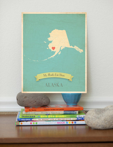 My Roots Alaska Map Wall Art Print