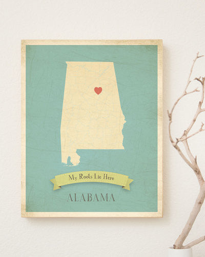 My Roots Alabama Map Wall Art Print