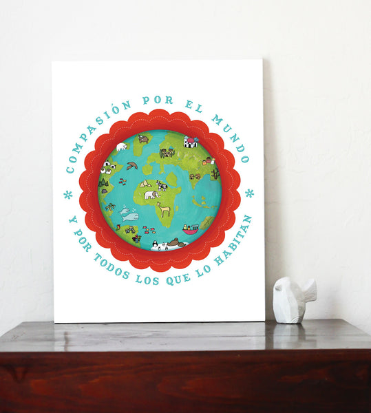 Compassion for the Earth 11x14 Wall Art, Print or Canvas, Gender Neutral, Nursery, Playroom, Global Child
