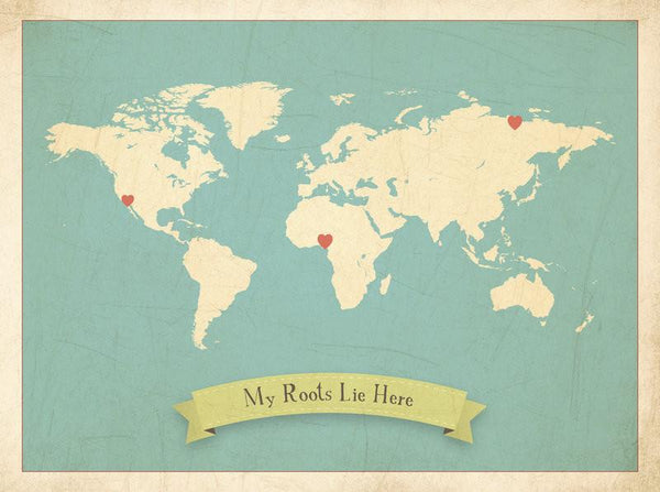My Roots Customizable World Map, Canvas or Print, Travel, Inspirational