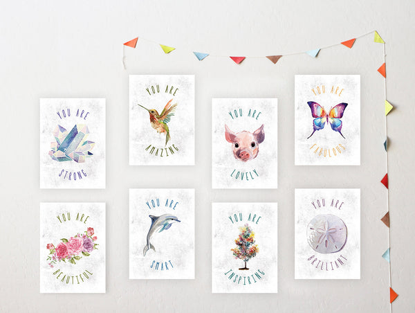 You Are Mini Collection Animals Watercolor, Set Of 8 5x7 Paper Prints