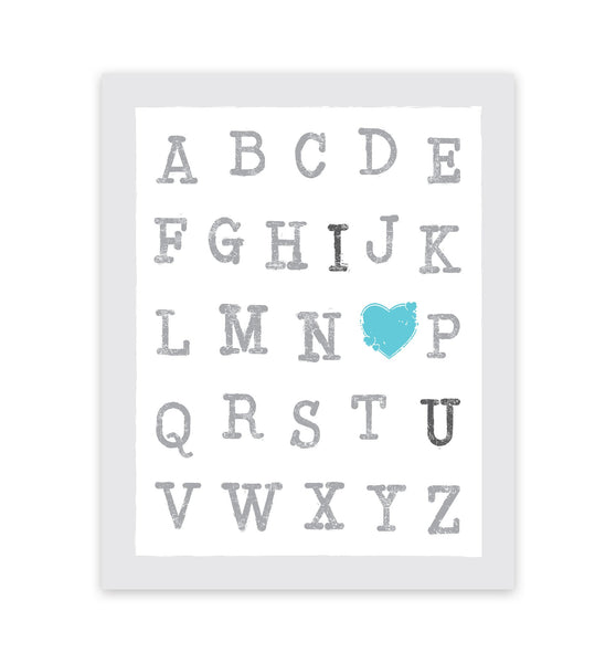 Canvas or Print, ABC's I Love You, Blue