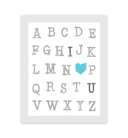 Canvas or Print, ABC's I Love You, Blue
