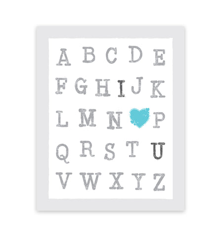 Canvas or Print, ABC's I Love You, Blue