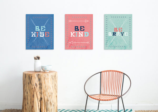 Print or Canvas, Collection Be Brave Arrows, Set Of 3