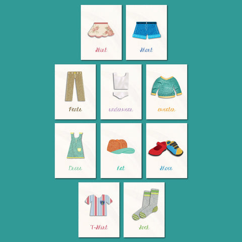 Mini Collection Clothes Flash Cards 5x7 Print - Set of 10