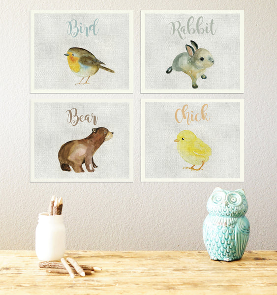 Canvas or Print, Baby Animals Collection Set of 4