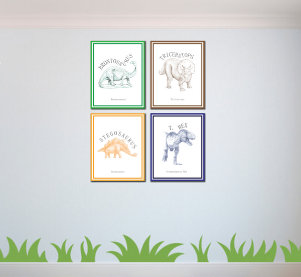 Canvas or Print, Classic Dinosaur Collection, Set of 4